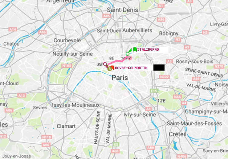 plan itinéraire ratp de Stalingrad à Havre-Caumartin