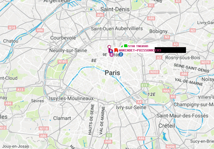 plan itinéraire ratp de Stalingrad à Marcadet-Poissonniers