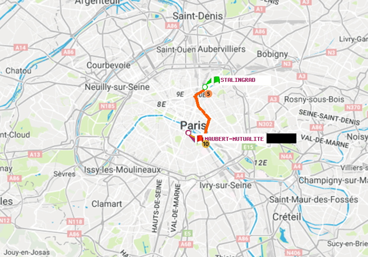 plan itinéraire ratp de Stalingrad à Maubert-Mutualité