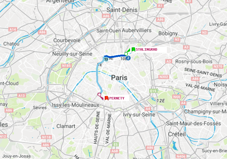 plan itinéraire ratp de Stalingrad à Pernety