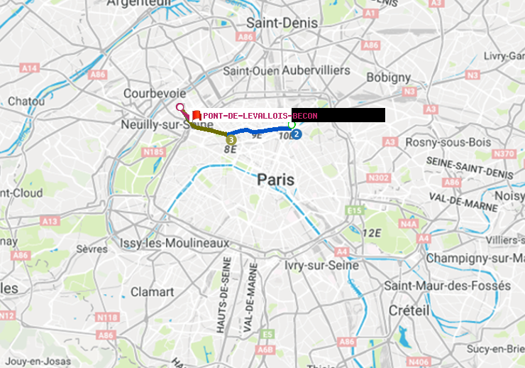 plan itinéraire ratp de Stalingrad à Pont de Levallois-Bécon