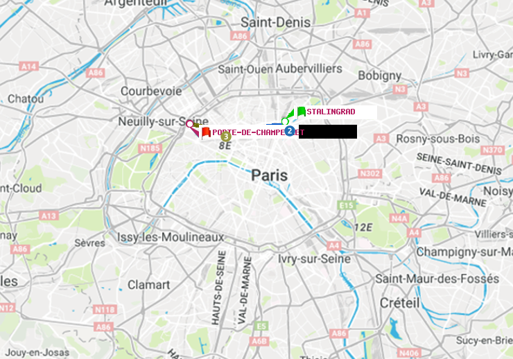 plan itinéraire ratp de Stalingrad à Porte de Champerret