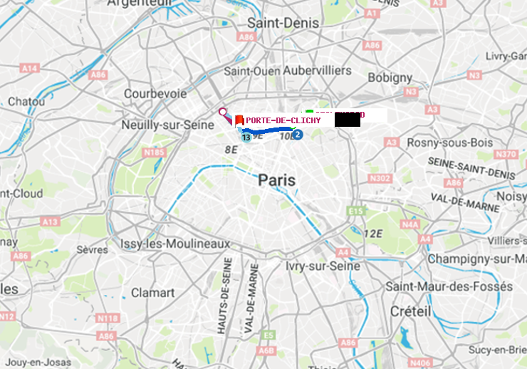 plan itinéraire ratp de Stalingrad à Porte de Clichy