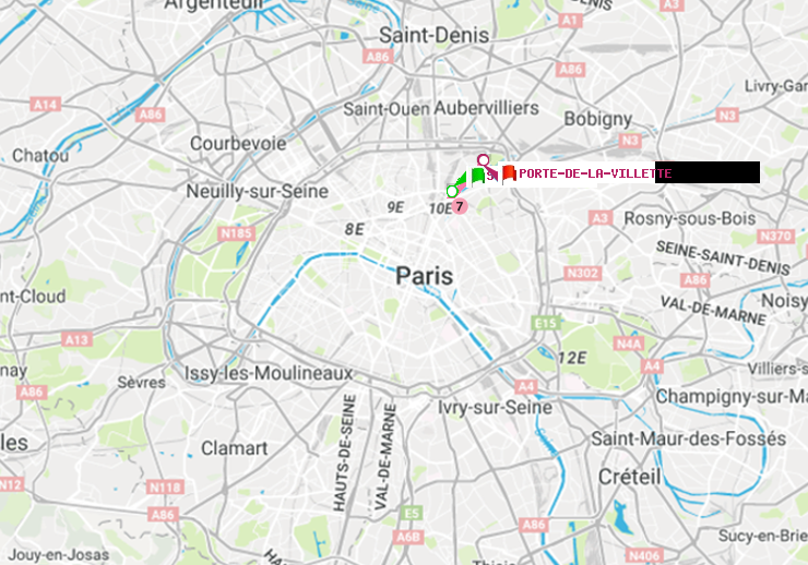 plan itinéraire ratp de Stalingrad à Porte de la Villette