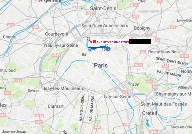 plan itinéraire ratp de Stalingrad à Porte de Saint-Ouen