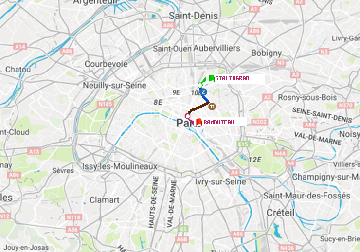 plan itinéraire ratp de Stalingrad à Rambuteau
