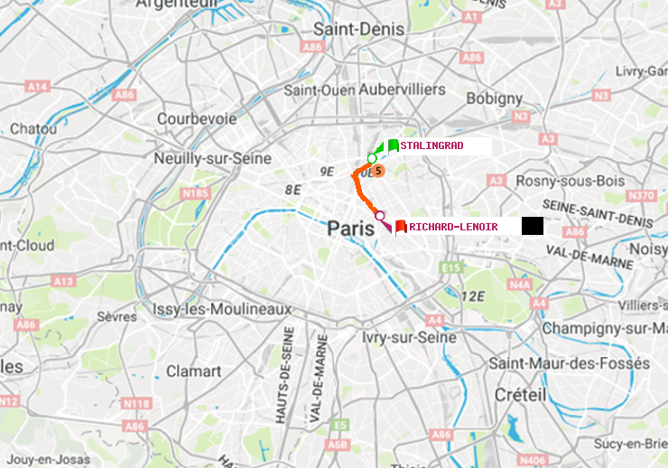 plan itinéraire ratp de Stalingrad à Richard-Lenoir