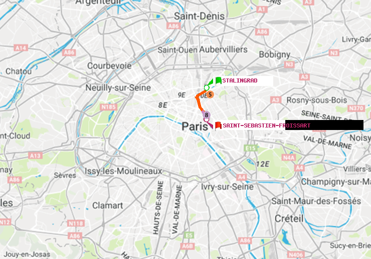 plan itinéraire ratp de Stalingrad à Saint-Sébastien-Froissart