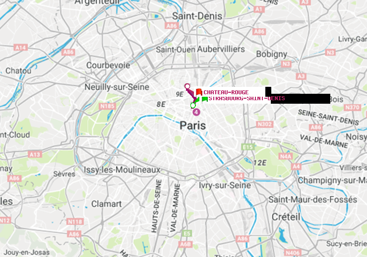 plan itinéraire ratp de Strasbourg-Saint-Denis à Château Rouge