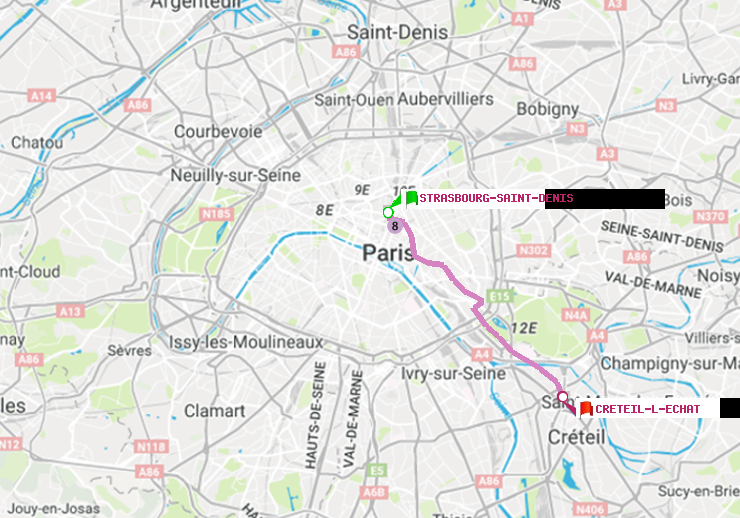 plan itinéraire ratp de Strasbourg-Saint-Denis à Créteil-L