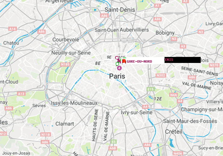 plan itinéraire ratp de Strasbourg-Saint-Denis à Gare du Nord