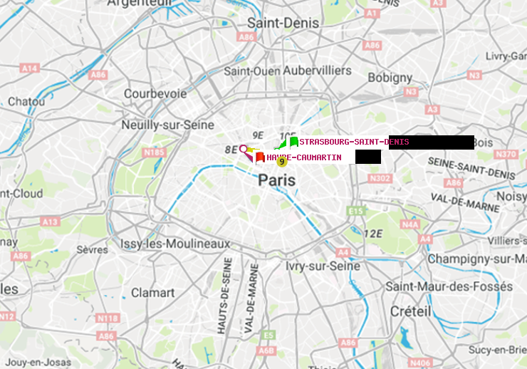 plan itinéraire ratp de Strasbourg-Saint-Denis à Havre-Caumartin