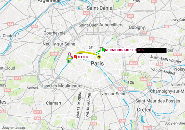 plan itinéraire ratp de Strasbourg-Saint-Denis à Kléber