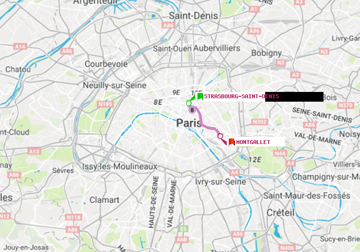 plan itinéraire ratp de Strasbourg-Saint-Denis à Montgallet