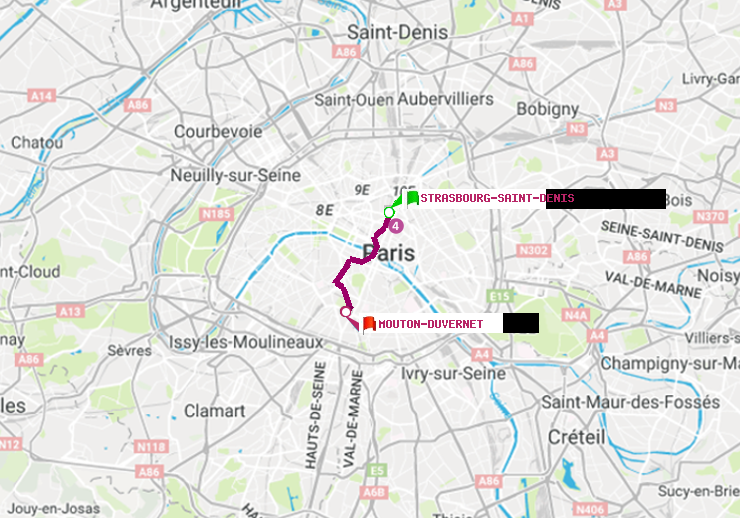 plan itinéraire ratp de Strasbourg-Saint-Denis à Mouton-Duvernet