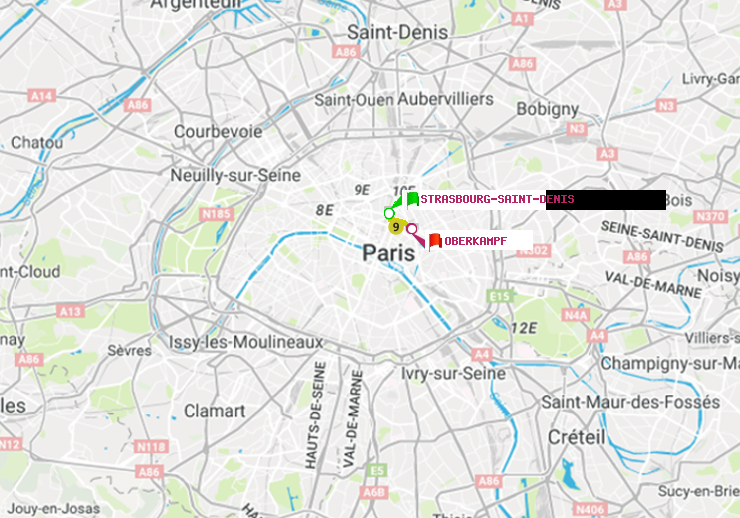 plan itinéraire ratp de Strasbourg-Saint-Denis à Oberkampf