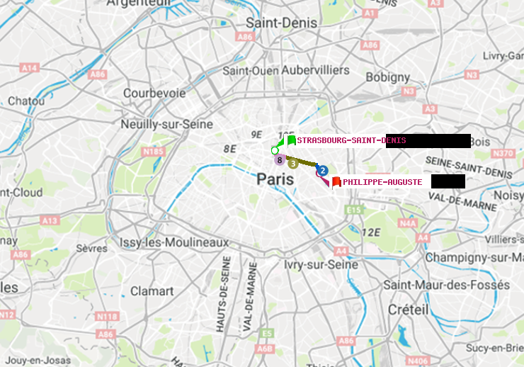plan itinéraire ratp de Strasbourg-Saint-Denis à Philippe Auguste
