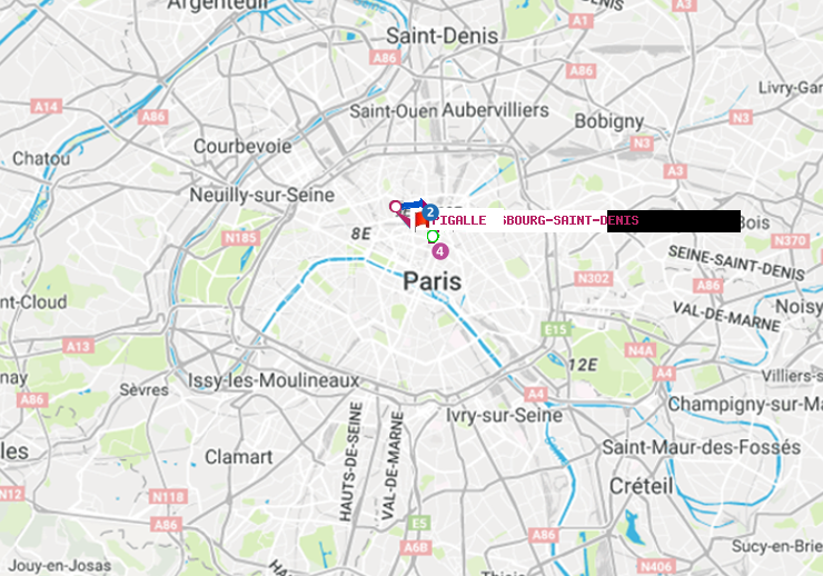 plan itinéraire ratp de Strasbourg-Saint-Denis à Pigalle