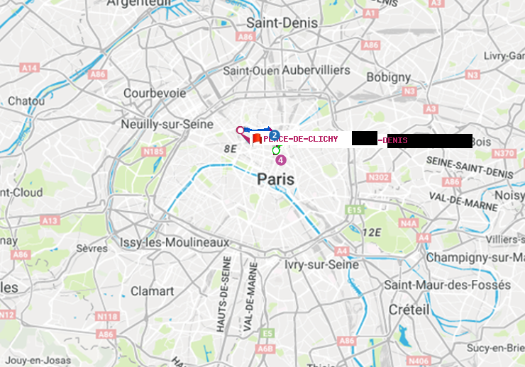 plan itinéraire ratp de Strasbourg-Saint-Denis à Place de Clichy