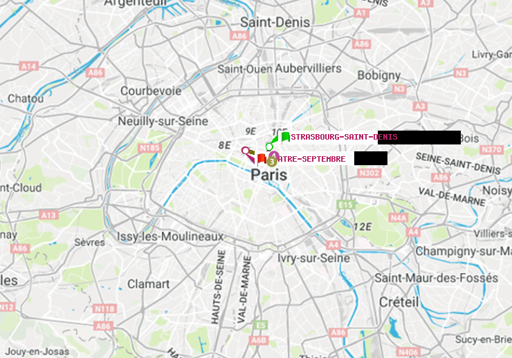 plan itinéraire ratp de Strasbourg-Saint-Denis à Quatre Septembre