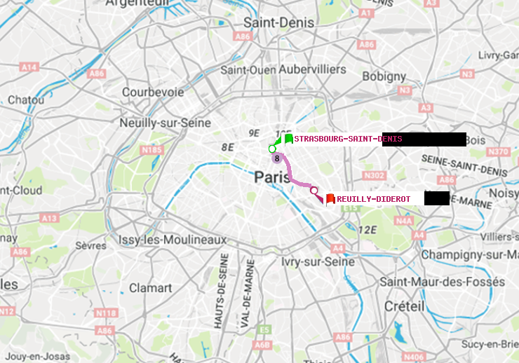 plan itinéraire ratp de Strasbourg-Saint-Denis à Reuilly-Diderot