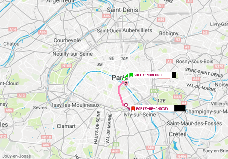 plan itinéraire ratp de Sully-Morland à Porte de Choisy