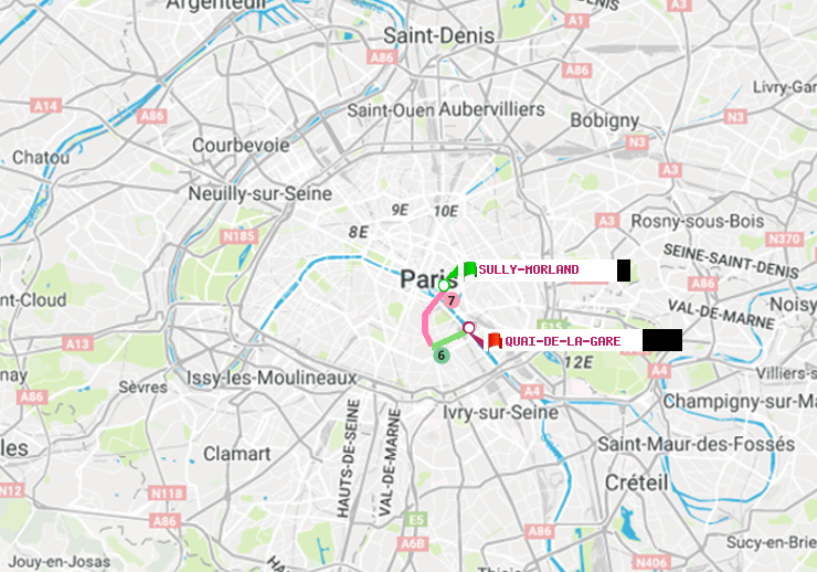plan itinéraire ratp de Sully-Morland à Quai de la Gare