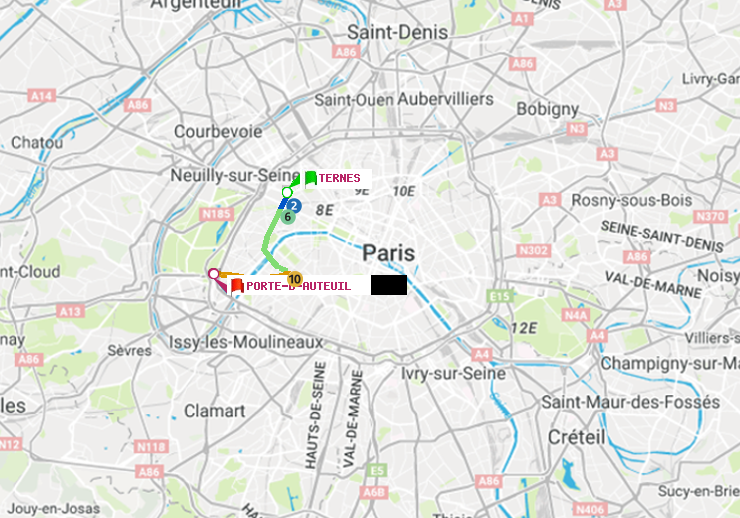 plan itinéraire ratp de Ternes à Porte d