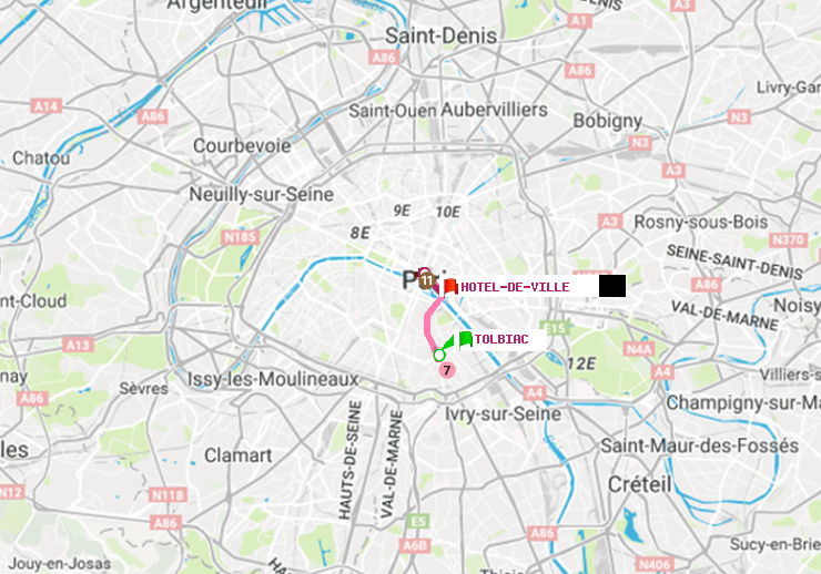 plan itinéraire ratp de Tolbiac à Hôtel de Ville