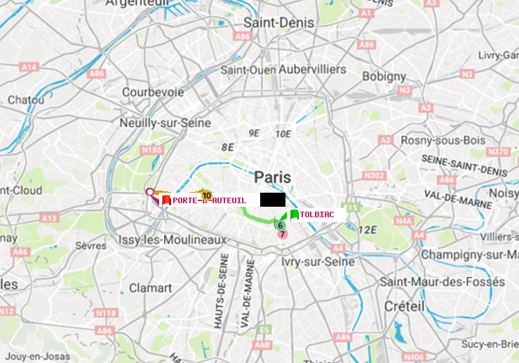plan itinéraire ratp de Tolbiac à Porte d