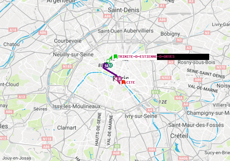 plan itinéraire ratp de Trinité-d