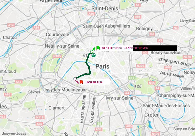 plan itinéraire ratp de Trinité-d