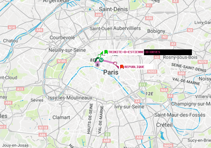 plan itinéraire ratp de Trinité-d