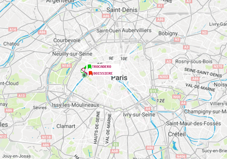 plan itinéraire ratp de Trocadéro à Boissière