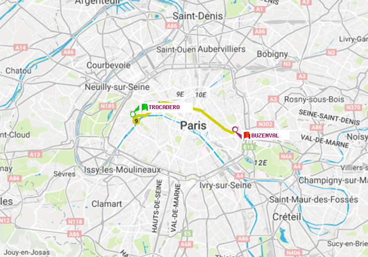 plan itinéraire ratp de Trocadéro à Buzenval