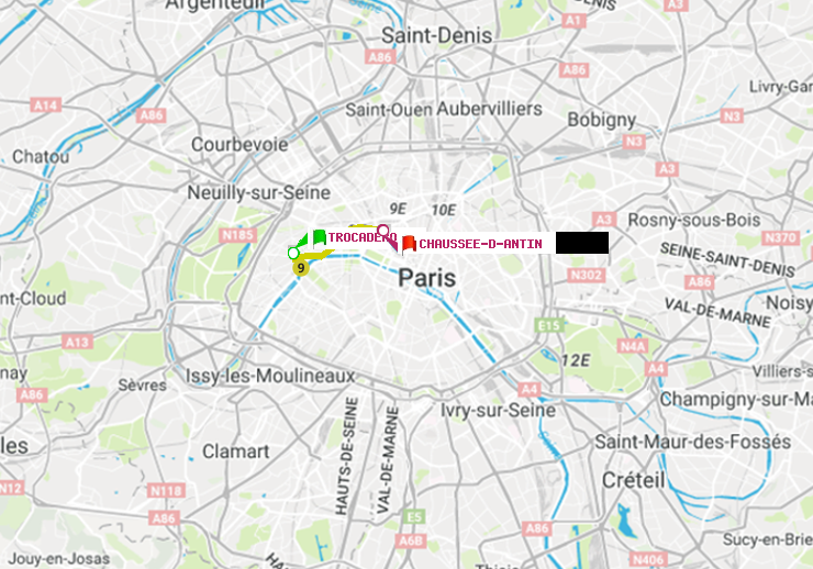 plan itinéraire ratp de Trocadéro à Chaussée d