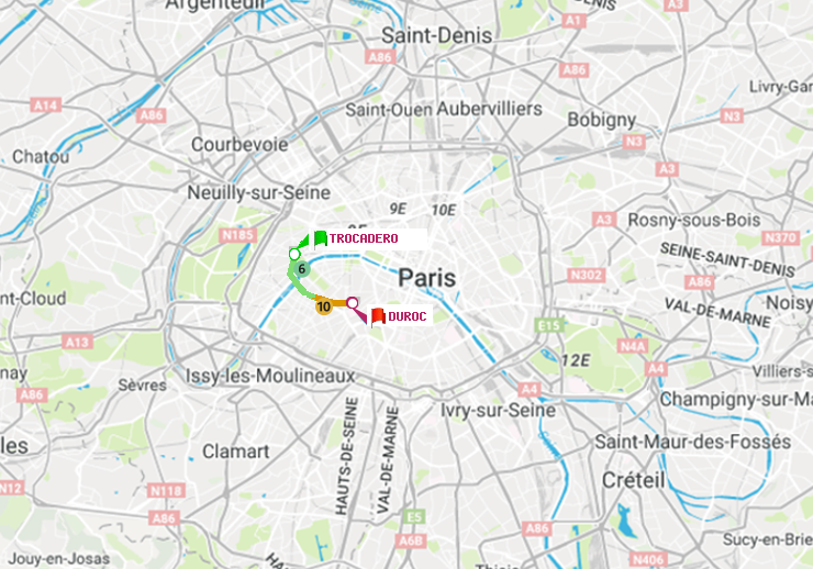 plan itinéraire ratp de Trocadéro à Duroc