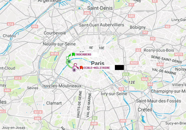 plan itinéraire ratp de Trocadéro à Ecole Militaire