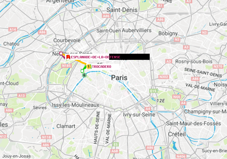 plan itinéraire ratp de Trocadéro à Esplanade de la Défense