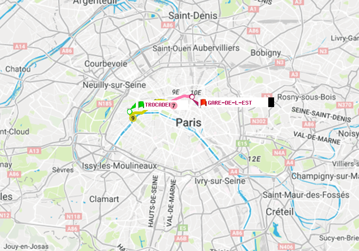 plan itinéraire ratp de Trocadéro à Gare de l