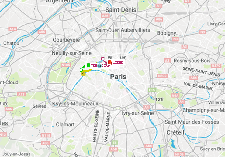 plan itinéraire ratp de Trocadéro à Liège