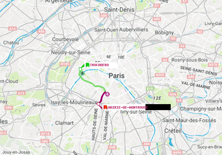 plan itinéraire ratp de Trocadéro à Mairie de Montrouge