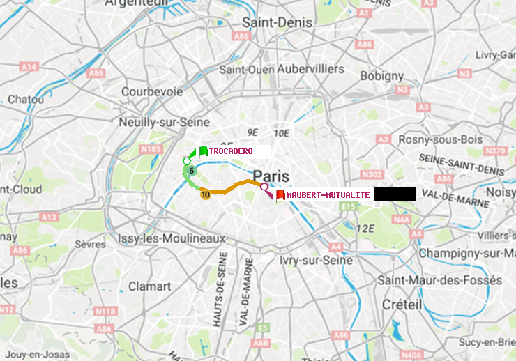 plan itinéraire ratp de Trocadéro à Maubert-Mutualité