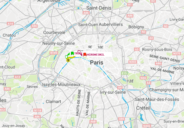 plan itinéraire ratp de Trocadéro à Miromesnil