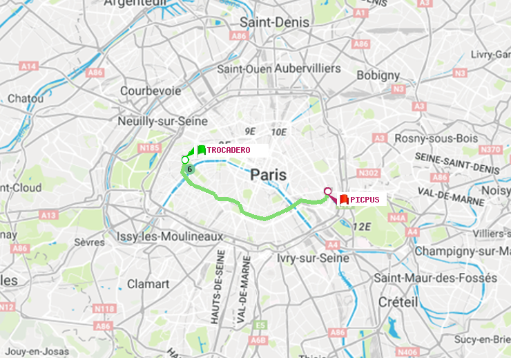plan itinéraire ratp de Trocadéro à Picpus