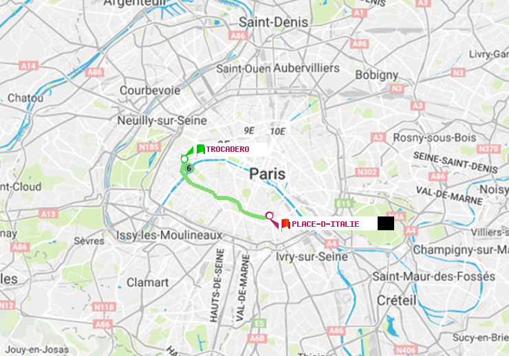 plan itinéraire ratp de Trocadéro à Place d