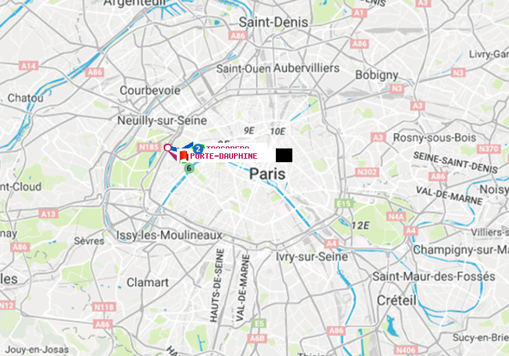 plan itinéraire ratp de Trocadéro à Porte Dauphine (Maréchal de Lattre de Tassigny)