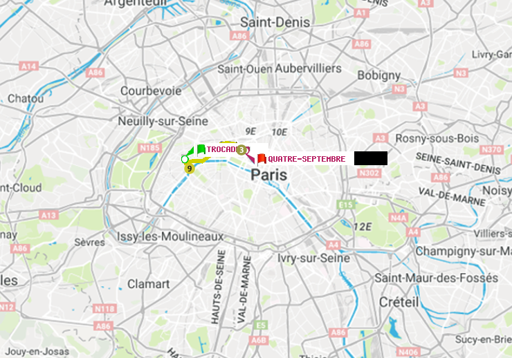 plan itinéraire ratp de Trocadéro à Quatre Septembre