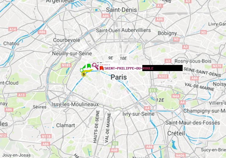 plan itinéraire ratp de Trocadéro à Saint-Philippe du Roule