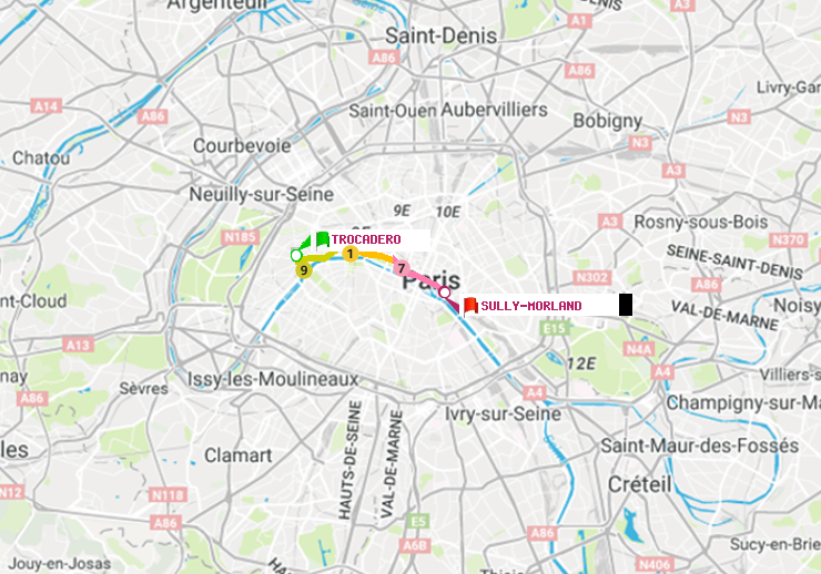 plan itinéraire ratp de Trocadéro à Sully-Morland